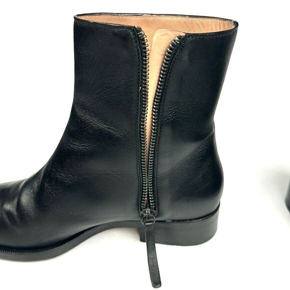Legres Black Leather Ankle Boots Side Zip Block Heels Italy 36 US 6 - Picture 7 of 14